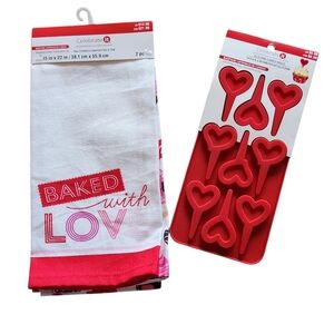 Celebrate It Valentine's Day Kitchen Towel Set And Silicone Candy Mold